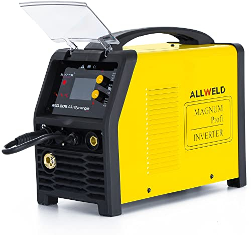 MAGNUM MIG 208 ALU LCD - Vollsynergisches 3 in 1 MIG MAG Schweißgerät Schutzgas - Fülldraht, MMA und WIG LIFT - Induktivität - 2T und 4T, Post Flow und IGBT - Set:Solo