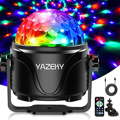 YAZEKY Discokugel Partylicht Disco Licht - 360° Rotierende Musikgesteuert LED Discolicht Mit Fernbedienung, 4m/13ft USB Kabel RGB Dynamisch Ball lights für KTV, DJ, Party, Kinder, Bar Deko(1 Stück)