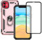 Jihucase for iphone 11 Case, iphone 11 Phone Case with HD Screen Protector, Military Grade Ring Shockproof Protective Phone Case for iphone 11,Rose Gold