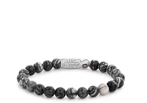 Rebel & Rose Herren Bead-Armband Black Wolf 8 mm RR-80032-S-L 19 cm