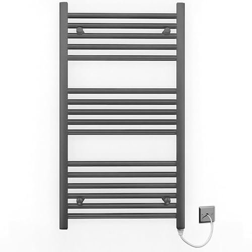 Myhomeware 550mm Wide Anthracite Grey Flat Electric Pre-Filled Heated Towel Rail Radiator For Bathroom Designer UK (550mm × 900mm (h))