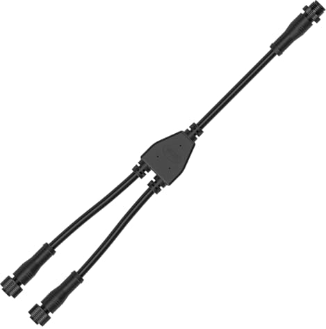 BTF-LIGHTING Splitter-Stecker, 2-polig, klein, IP68, Y-Form, 1 männlich-geteilte 2-Buchse, schwarzer Kunststoff, 18 AWG, 15 mm, Metallmutter, unterstützt alle 2-poligen kleinen IP68-Stecker
