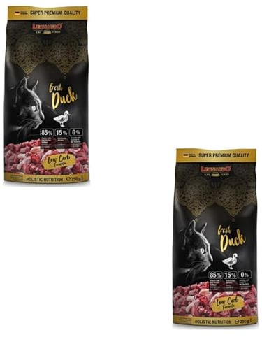 Leonardo Fresh Duck & Poultry | Doppelpack | 2 x 250 g | Trockenfutter mit 85% Frischfleisch für Katzen | Alleinfuttermittel für ausgewachsene Katzen Aller Rassen ab 1 Jahr