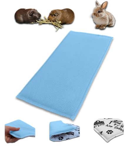 NEO SOLVO Fleece Spielplatzmatte für Meerschweinchen und Kaninchen - Alles in einem: eine Decke, EIN riesiger Tunnel, EIN Haus, EIN Kissen und EIN Bett - 60 cm x 120 cm - Blau