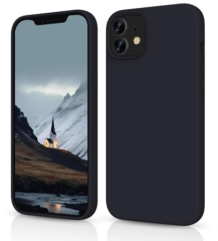 OitiYaa Silicone Case Compatible with iPhone 12/12 Pro Case 6.1 inch, Soft Ultra Slim Protective Shockproof Liquid Silicone Phone Case with Anti-Scratch Microfiber Lining,Black