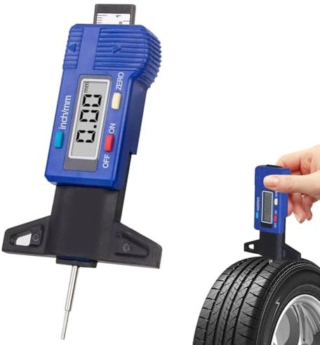 Medidor de profundidad de la banda de rodadura de neumáticos, pantalla LCD digital de 0 a 25,4 mm, herramienta de medición de profundidad de neumáticos portátil para coches, camiones, furgonetas
