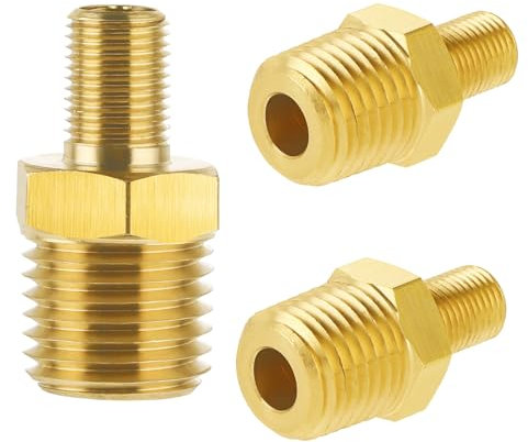 Luftpumpenadapter aus Messing, 3 Stück 1/4 Zoll NPT Messing Luftkompressor, Luftkompressor Tank Füllventil für Autoventil, Reifenventil, Felgenventile
