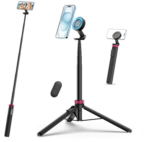 Ulanzi Phone Tripod, 60.24 Magnetic Selfie Stick with Remote for iPhone 12/13/14/15 Series, Extendable Cell Phone Tripod Stand, Portable iPhone Holder for Selfie/Photo/Live/Vlog