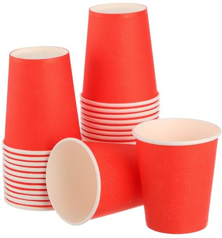 sourcing map Colorful Disposable Paper Cups,30 PCS 9 OZ Creative Educational Toys Arts Craft Supplies, DIY Paper Cups for Parties (Red)