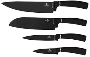 Berlinger Haus Messerset mit Antihaftbeschichtung 4 Stück Matte Black Collection | Stilvoll, Hochwertig und Elegant