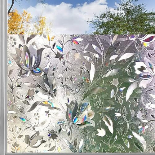 Sonnenschutzfolie Fenster 70 x 100 cm Anti-Uv Wärmeisolierung Anti-Uv Sichtschutz Wärmeisolierung Verdunkelungsfolie Aussen Sichtschutzfolie für Büro Und Haus, Tulpe