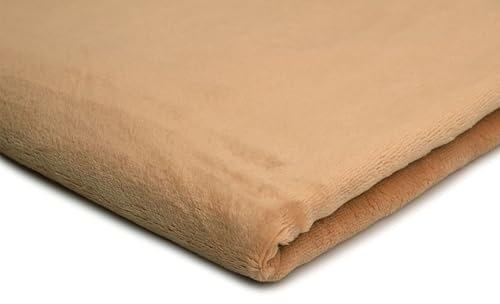 Plüsch-Strickstoff Glatt Zweiseitig, Teddy, 50x160 cm (Warmes Beige)