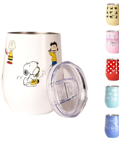 Thermobecher aus Edelstahl mit Thermodeckel – 300 ml – italienisches Design Cup Thermo Snoopy (doppelwandig) hält 6 Stunden warm und 12 Stunden kalt | Ideal für Kräutertee, Tee, Milch