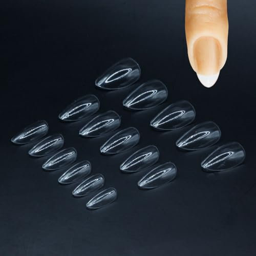 Lynis-Nailshop.de Press On Nails Tips Extra Short Almond 800 Tips 16 Sizes as Nail Tips for Gel Nails, Acrylic Nails with Extra Small and Large Shapes Transparent Extra Short