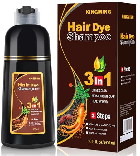 Haarfarbe Dunkelbraun Haarfärbemittel für Graues Haar,Shampoo Gegen Graues Haare für Männer und Frauen,Dark Brown Hair Dye Shampoo 3 in 1(Dunkelbraun 500ml/16.9 oz)