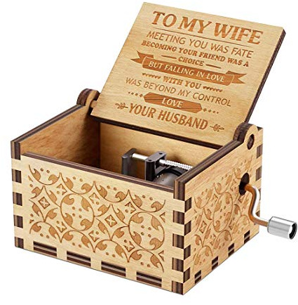 Yesnote Spieluhr Geschenk für Ehefrau – Romantischer Geburtstag, Valentinstag, Jahrestag für Freundin, Frauen, Ehefrau, Geschenke von Ehemann Freund Holz Handkurbel Spieluhr Play You Are My Sunshine
