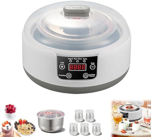 Macchina Yogurtiera Probiotica 1.2l Elettrica Automatica con Controllo Temperatura Costante 36h, Display LED Digitale E Timer Regolabile, Sana Macchina Yogurtiera Fatta in Casa per Uso Domestico