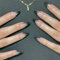 24pcs Press on Nails Almond - Long False Nails French Tip - Dark Green Fake nails with Glue - Elegant Stick on Nails for Women - Strong Nail Tips and Glue Long Lasting for DIY French Manicure