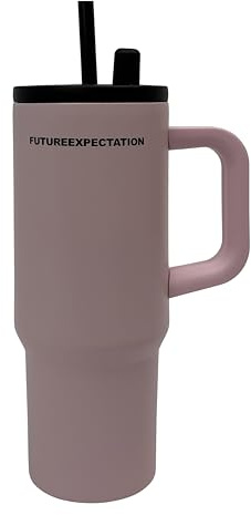 Finecy In 710ml Travel Mug 25oz Tumbler with Straw and Lid, Stainless Steel Double Wall Vacuum Insulated Mug for Hot and Cold Coffee with Handle for On The Go (Pink)