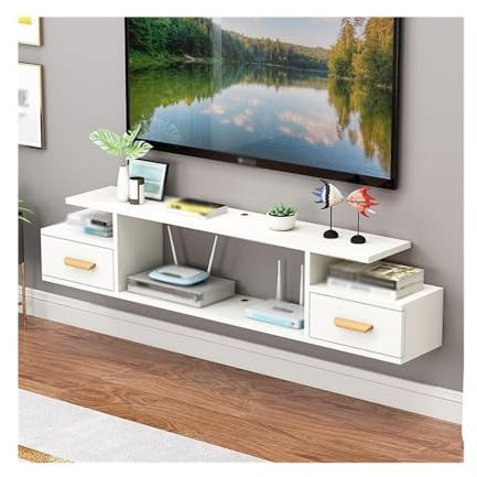 YANG11FAN Meuble TV Suspendu Meuble TV Flottant, étagère TV Flottante avec tiroir, Console multimédia Murale for Salon Meuble TV Mural(Blanc)