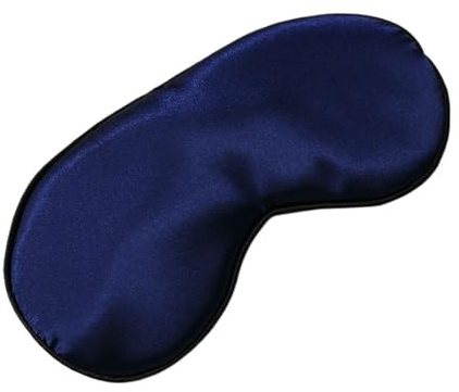 Schlafaugenmaske aus reiner Seide in 9 Farben, Reisezubehör, gepolsterte Schattenabdeckung, Reise-Entspannungshilfe, Augenbinde, Komfort, Schlafhilfen, Schutz(Deep Blue)