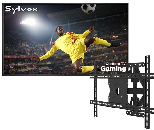 SYLVOX 75 Pouces TV Extérieur & Support Mural pour Téléviseur - 120 Hz 4K UHD 1000Nits, Smart Google TV Étanche IP55, Dolby Atmos, HDMI 2.1 et WiFi/USB - Outdoor Gaming TV