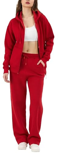 Redbridge Jogginganzug Zweiteiliges Sweat Set mit Zip Hoodie und Hose Bequemer Trainingsanzug für Freizeit Sport und Loungewear Rot M