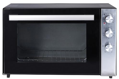 GrecoShop Forno - Fornetto Elettrico Ventilato 70L 2500W XXL, Alta Potenza, Timer e Termostato Regolabile, Cottura Uniforme, Inclusi 2 Teglie + 1 Griglia, Ideale per Pizza, Dolci e Arrosti