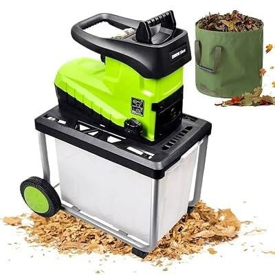 EXSHUING Bio-Trituratore Elettrico Potente Da 2800 W, Contenitore Di Raccolta Rimovibile Da 60 L, Lavora Rami Fino A 4,5 Cm, Rapporto Di Riduzione 25:1, Lame Reversibili In Acciaio Sk5, Ruote