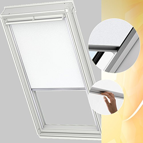 Original VELUX Standard Sichtschutz Rollo RFL S06 / 606 1028S Dekor Uni Weiß passgenau für GGL GPL GHL S06 / 606 mit Aluminium Führungsschienen