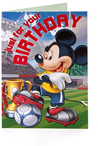 Disney Mickey Mouse - Tarjeta de cumpleaños de fútbol