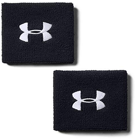 Under Armour Unisex UA Performance Wristband, 2er-Pack schweißableitendes Fitnessband, flexibles Schweißband mit Logo