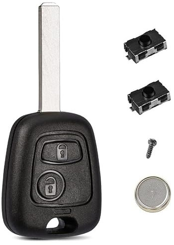 LAKAMODO Coque Plip Clé Télécommande pour Peugeot 107 207 307 pour Citroen C1 C2 C3 C4 C5 +2 Switchs Bouton +Pile