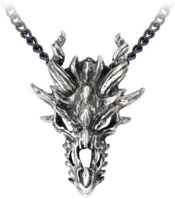 Alchemy Gothic Dragon Skull Unisex Halskette silberfarben