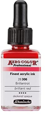 Schmincke - AERO COLOR® Professional, Brillantrot, 28 ml, 28 306 023, feinst-flüssige, farbstarke Acrylfarbe für Acrylmalerei, Airbrush, Mixed Media