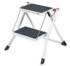 Hailo Mini Stahl-Klapptritt, 4 cm breit, belastbar bis 150 kg, LEITER, Weiß