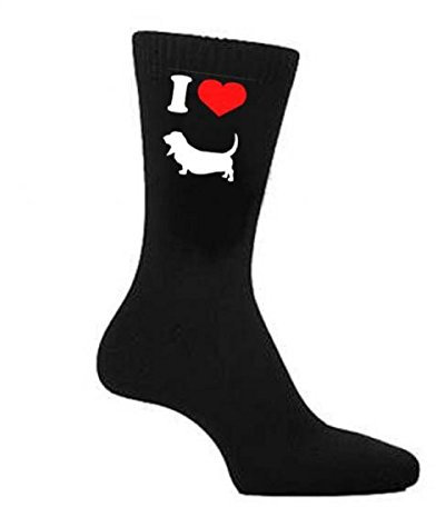 I Love Basset Hound Mens Black Socks