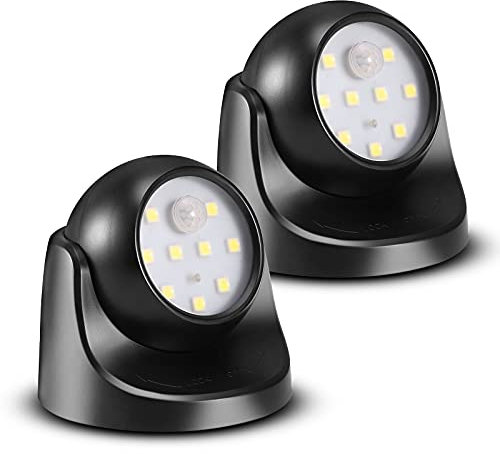 ProGreen 6000K Battery Motion Sensor Light Outdoor Waterproof Wireless LED Battery Powered Wall Light Auto On/Off Night Light 2 Pack Cool White