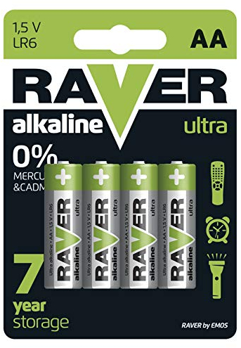 EMOS Raver Ultra Alkaline AA Mignon Batterien | 1,5 V | LR6 | 4 Stück | 7 Jahre lagerfähig