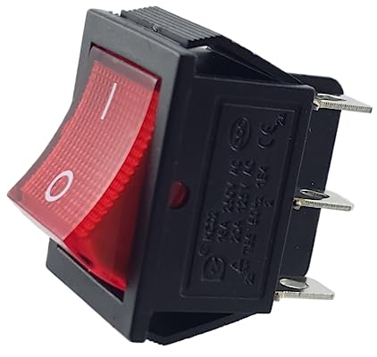 Interruptor basculante empotrable, 2 polos (6 pines), interruptor de conmutación 16 A 250 V CA 28,5 x 21,1 mm, basculante iluminado