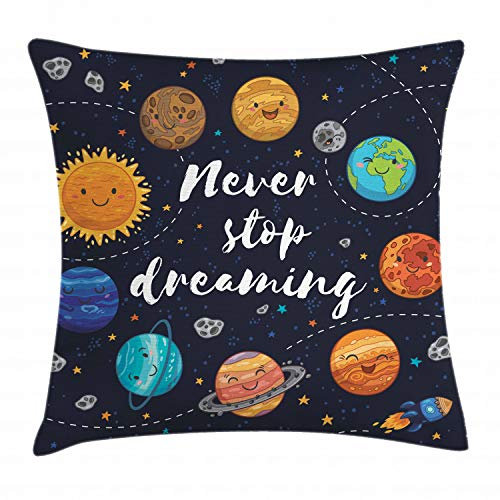 ABAKUHAUS Zitat Kissenbezug, Outer Space Star Cluster, Digitaldruck Wasser Resistent Farbfest mit Reißverluß und Waschbarer Kissenhülle, 40 x 40 cm, Marineblau