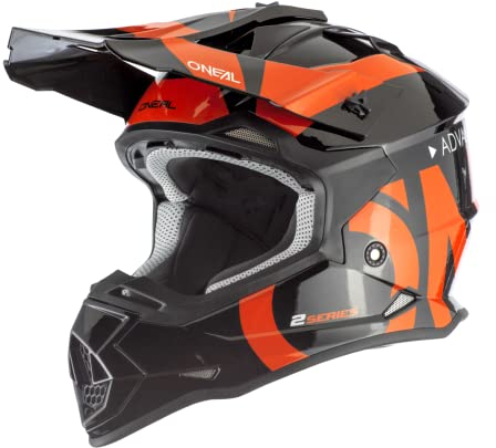 O'NEAL | Motocross-Helm | MX Enduro | ABS-Schale, Lüftungsöffnungen für optimale Belüftung & Kühlung | 2SRS Helmet Slick | Erwachsene | Schwarz Orange | Größe S