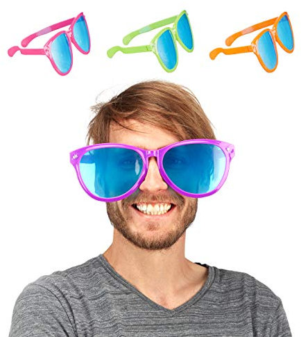 Relaxdays 12x Lunettes de fête Accessoire de soirée fête Anniversaire Lunette géante XXL déguisement 25 cm, différentes Couleurs