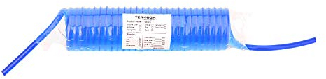 TEN-HIGH 6m flexible einziehbare PU Federrohr 4mm ID x 6mm AD Spiralschlauch Blau für automatisierte Montage, pneumatisches Werkzeug usw.