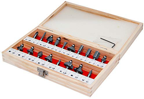 Fräser Set Hartmetall Schaft 8 mm Box Holzbearbeitung Oberfräse Zubehör 2 bis 24 tlg (6. HM-Fräser Set 18 tlg.)