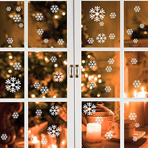 Wandtattoo Loft Fensterbilder Weihnachten Schneeflocken – Wiederverwendbar – A4 Bogen, 43 Sticker – Weihnachstdeko Fenster Kinderzimmer, Weihnachtsbilder Fenster, Fensterbild Winter, Fensterdeko