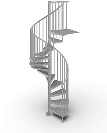Mister Step Escalera de caracol de metal Gamia para interiores de acero pintado (gris RAL 9006, diámetro 120 cm. - 12 escalones)