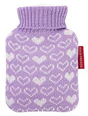 Hugo Frosch Mini-Wärmflasche 0,2 l mit Strickbezug Herzen lila