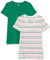 Amazon Essentials Women's Regular-Fit Short-Sleeve V-Neck T-Shirt, Pack of 2, Dark Green/White Stripes, L