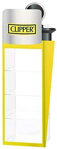 Clipper® Orginal - Display Thekenaufsteller Shape Tower Gelb - für 4 x 48 STK + 1 x Feuerzeug